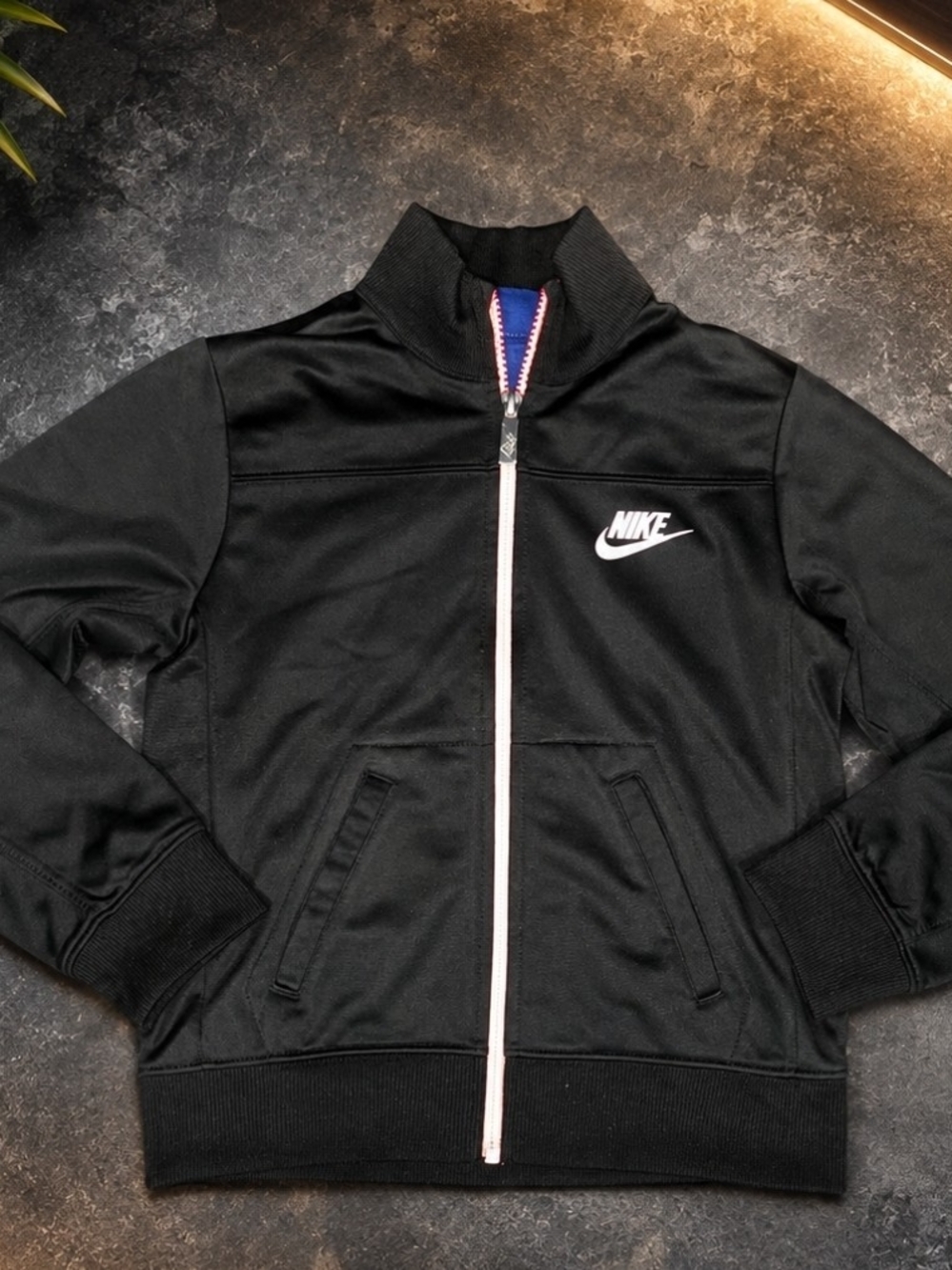 Nike Black Jacket with Pink Logo and Pink Trim